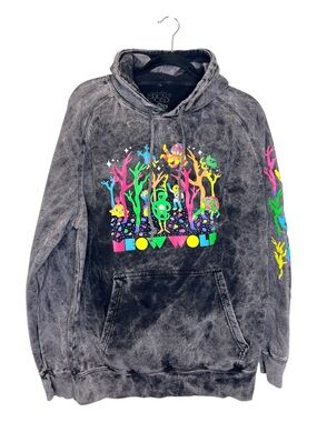 MEOW WOLF Eternal Friends Neon Ocean Print Oversized Hoodie size Large
